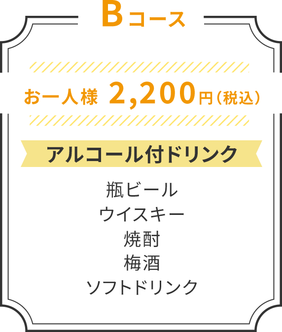 アルコール付きドリンク2,200円