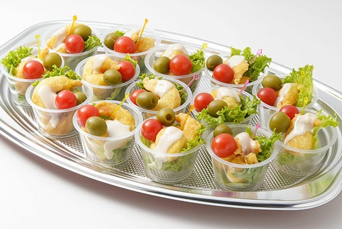 【ＬLサイズ】ひとくち海老のフリッターと オリーブのクリーミーソースカップ【約15人前】